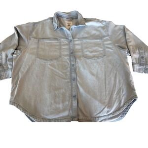 American Eagle Light Wash Denim Button-Down Shirt